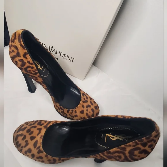 YSL- YvesSauntLaurent- size 40 1/2 - pony hair animal print stilettos/pumps -
